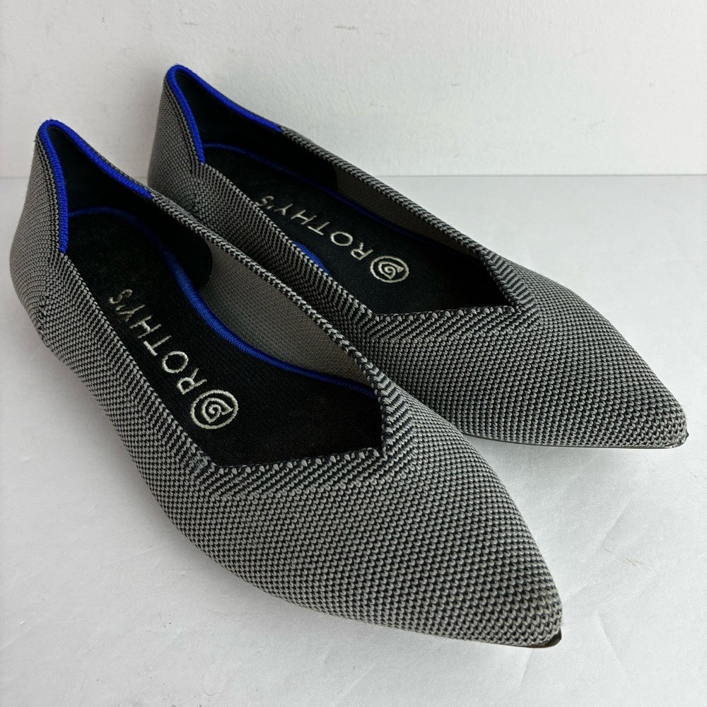 Rothy's Women's Pointed Knit Flats in Black and Gray